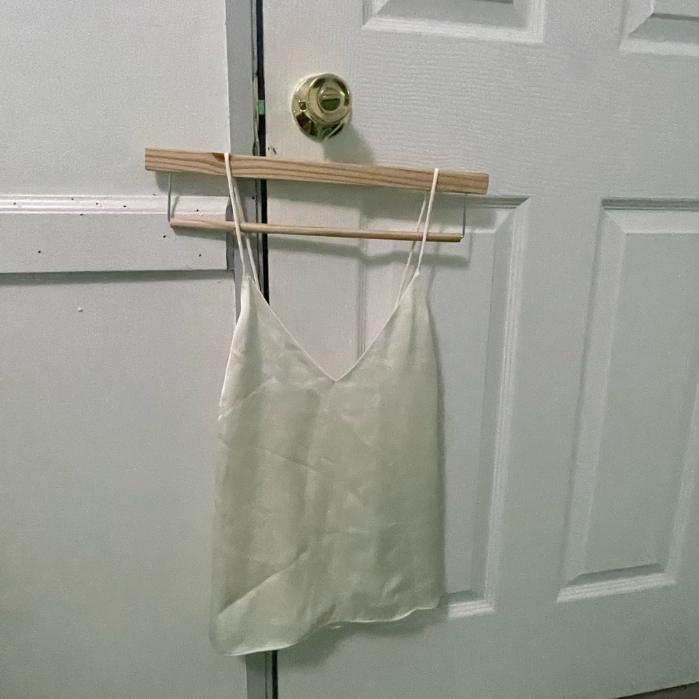 H&M Elegant Silk White Spaghetti Strap Top